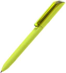 Ручка шариковая FLOW PURE, зеленое яблоко корпус/прозрачный клип, покрытие soft touch, пластик (H29418/27)