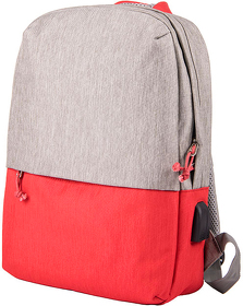 H970156/088 - Рюкзак "Beam mini", серый/красный, 38х26х8 см, ткань верха: 100% полиамид, под-ка: 100% полиэстер